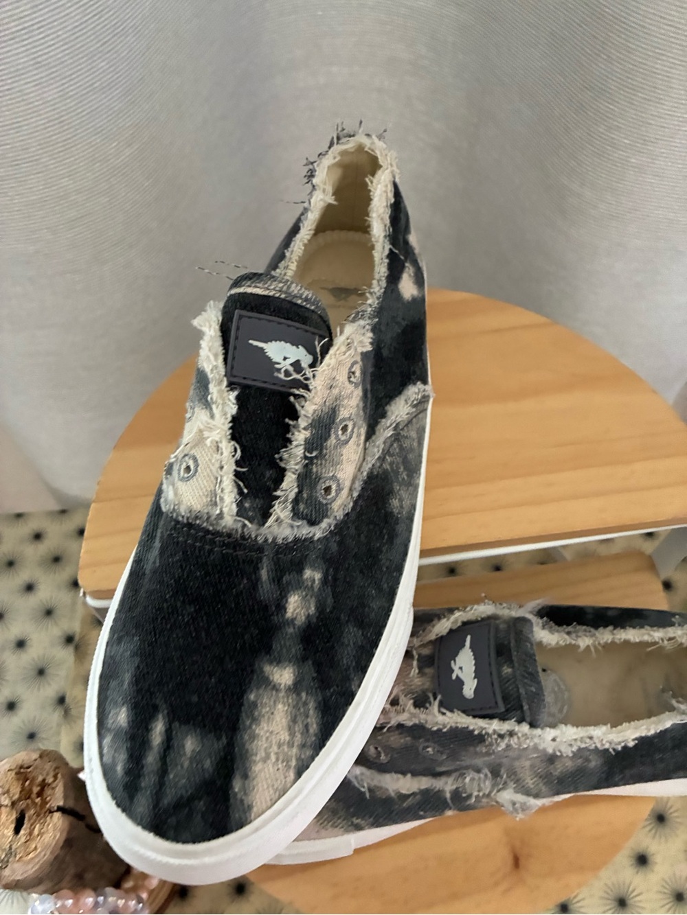 Rocket Dog Black and Cream Tie-Dye Slip-On Sneakers - Picture 2 of 8